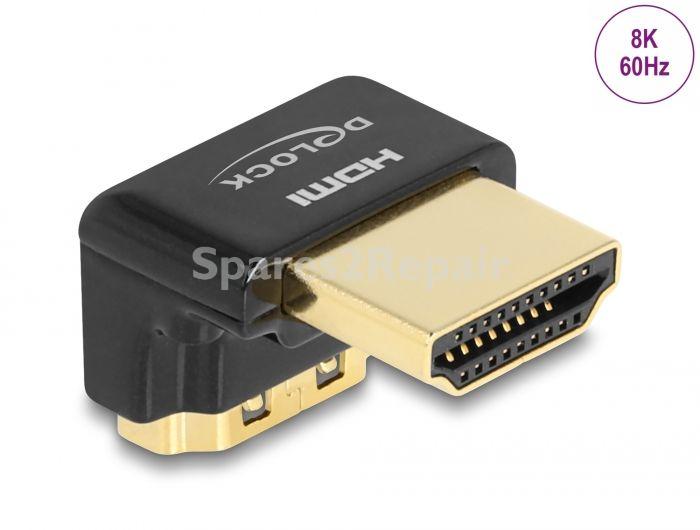 Delock Hdmi-jack/hdmi-plug - Hdmi Adapter Stecker Zu Buchse 90° Unten Gewinkelt 8k 60 Hz Metall