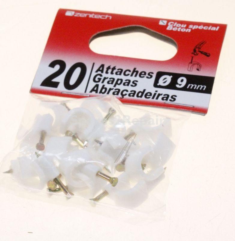 Inotech Bracket - 20 Plastic Cable Clips 9mm White