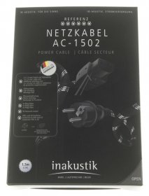 Inakustik Cold Mains Plug And Lead - 00716102 Reference Cold Appliance Power Cable -cold Appliance Plug 1 5m