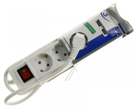 Vivanco Three-way Plug Adaptor - Ebls 3w2usb6ss 3fach Steckdosenleiste Mit Schalter, 2x Usb, 2.1a Max, Weiss