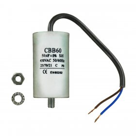 Universal Capacitor (50uF / 50MFD, 450VAC) with 23cm Cable Connectors