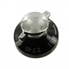 Compatible for Stoves, Hygena, Diplomat 550SIDlM, ADP5633 Type Black and Silver Oven Control Knob