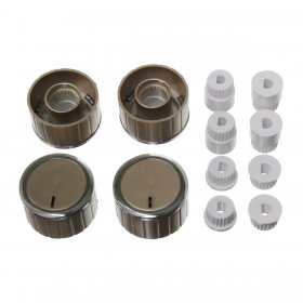 Universal Bronze/Stainless Steel Oven Knob Kit with Two Adapters (Pack of 4)